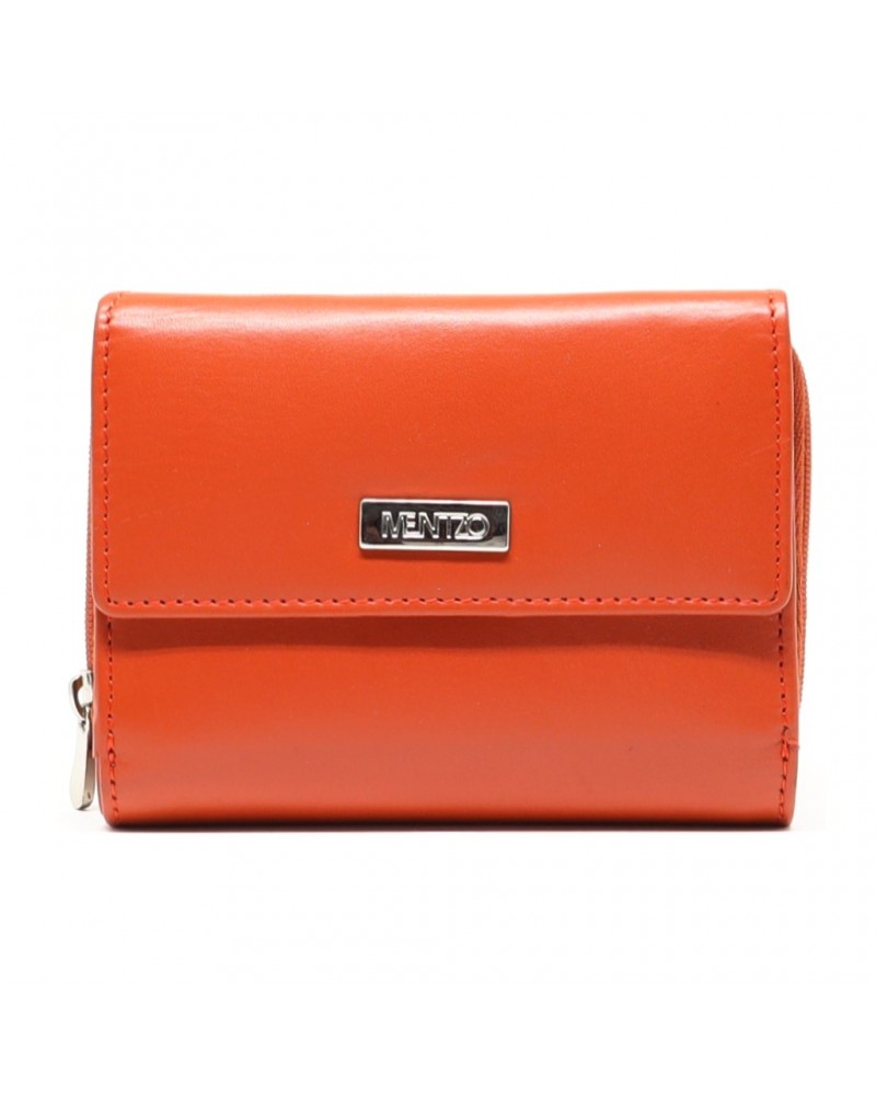 Leather Wallet MENTZO L201 ORANGE PAPAYA RFID CALYPSO