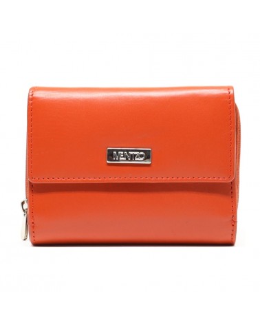 Leather Wallet MENTZO L201 ORANGE PAPAYA RFID CALYPSO