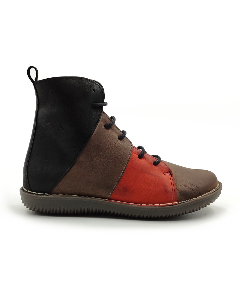 CHACAL 6807 Incobuck Δέρμα Vino Taupe/Naranja/Negro