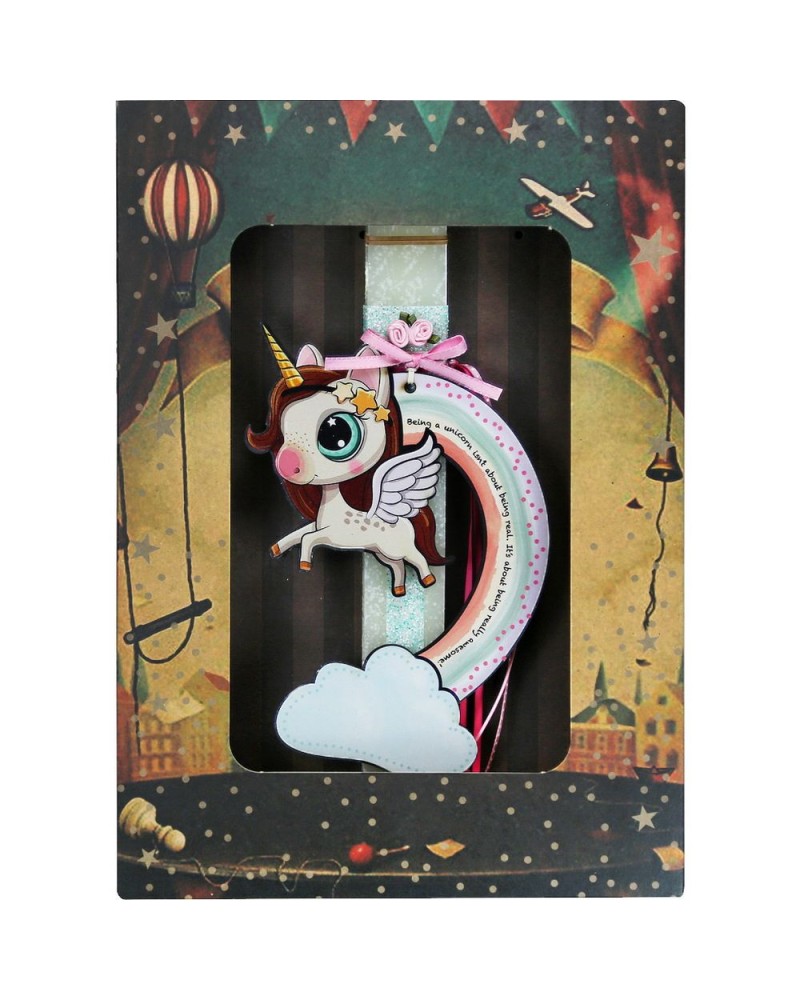 Easter Candle 30cm Unicorn Rainbow - Wings