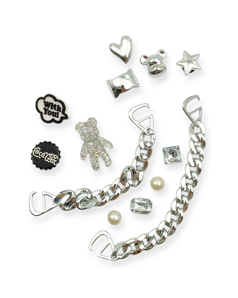 Διακοσμητικά Pins για Clogs Σετ 01 Silver