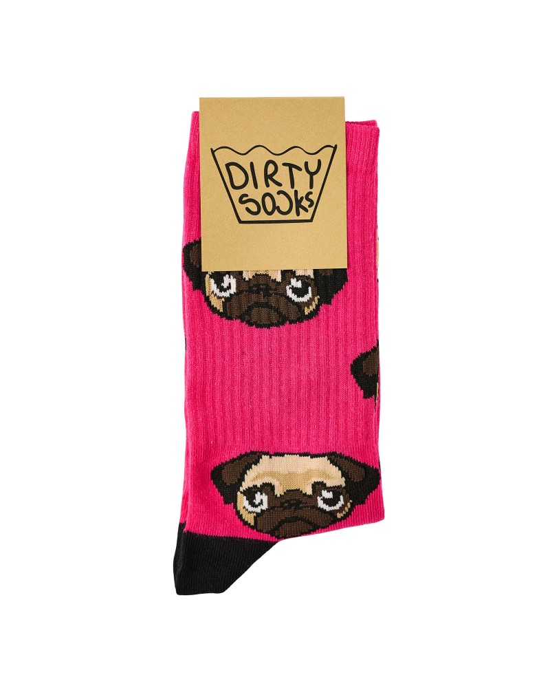 Dirty Socks Unisex Socks Fuxia Pug Dog