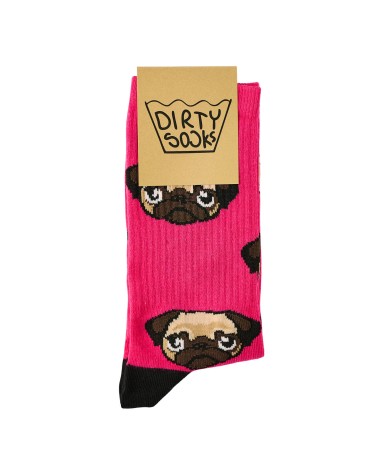 Dirty Socks Unisex Socks Fuxia Pug Dog