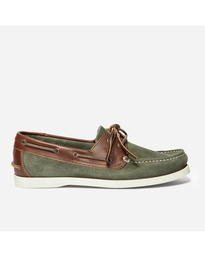 TBS Phenis Green White Boat Shoes