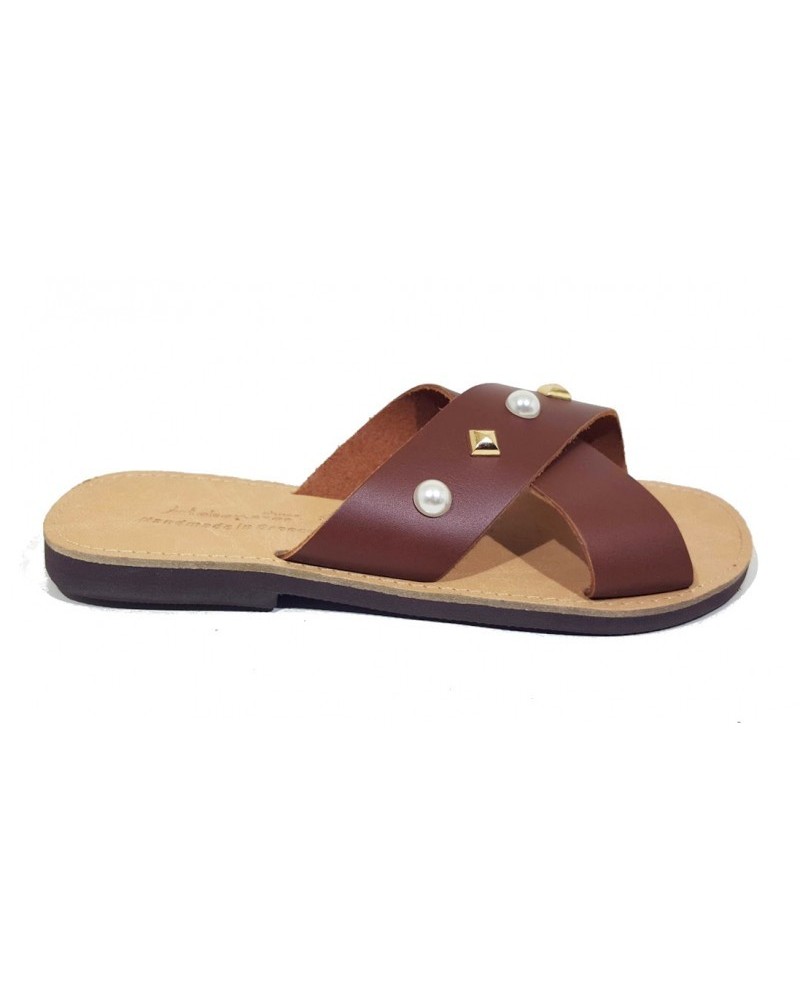 GREEK LEATHER SANDALS  022P BROWN