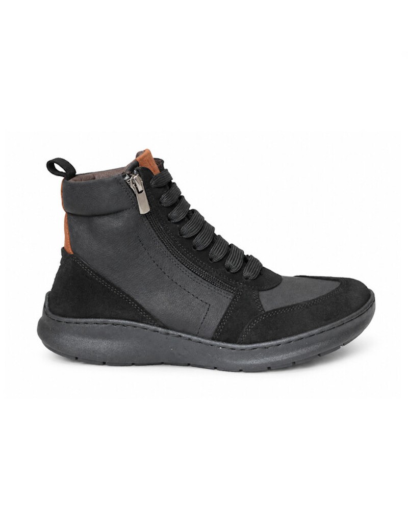 Walk & Fly Irati 6004 Μαύρα Γυναικεία Δερμάτινα Μποτάκια Nubuck με Ανατομική Εφαρμογή