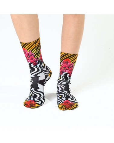 Zebra Flower Lady Socks